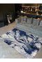 Mira 1165 Navy Blue Gray Marbled Themed Abstract Decorative Woven Base Carpet