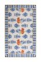 Mira 1133 Blue White Striped Vase Blue Blanc Themed Woven Base Carpet - 2