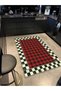 Mira 1074 Red Plaid and Checkerboard Patterned Woven Base Carpet