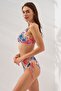 Pink Floral Gathering Cross Banded Triangle Formed Bikini Set with Adjustable Gathering Detail - 4