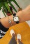 Mode Trend Design, Gold Color Case, Women's Wristwatch, Black Color Strap, White Color Dial - 2