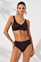 Black Melt Gathering Sliding Lace Detailed High Waist Bikini Set Tulle Corset Underwire - 3
