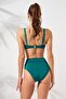 Green Lacing Low-cut Detailed Recovery Adjustable Bikini Set Corset Tulle Wide Size - 2