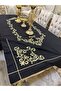 مفرش طاولة مقاوم للبقع مطرز باللون الذهبي اللامع - 2