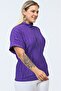 Plus Size Comfortable Stand Collar Straight Pleated Blouse - Purple - 5