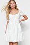 White Brode Skater/Balloon Sleeve Mini Lined Woven Dress Twoss22El00792 - 3