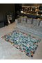 Mira 1056 Mosaic Pattern Patchwork Theme Blue Design Woven Base Carpet