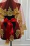 Red Gold Sparkling Laced Bridal Henna Veil Set Wedding Henna Night Face Cover - 3