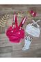 Girl Panda Concept Birthday Outfit Pink White Salopette Crop Socks Buckle Set - 4