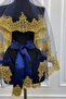 Navy Blue Gold Laced Bridal Henna Veil Set Wedding Henna Night Face Cover - 4