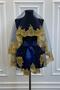 Navy Blue Gold Laced Bridal Henna Veil Set Wedding Henna Night Face Cover - 6