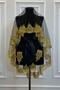 Black Gold Sparkling Laced Bridal Henna Veil Set Wedding Henna Night Face Cover - 3