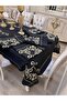 مفرش طاولة مقاوم للبقع مطرز باللون الذهبي اللامع - 5