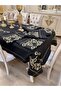 مفرش طاولة مقاوم للبقع مطرز باللون الذهبي اللامع - 6