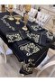مفرش طاولة مقاوم للبقع مطرز باللون الذهبي اللامع - 7