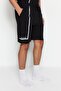 Siyah Regular Fit Bisiklet Yaka Baskılı Şortlu Pijama Takımı TMNSS23PT00017 - 6
