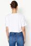 White 100% Cotton Embroidered Crop Crew Neck Knitted T-Shirt TWOSS23TS00229 - 5
