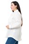 Plus Size Shirt Collar White Shirt with Double Pockets on the Chest - 4