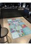 Mira 937 Blue Black and Patchwork Patterned Woven Base Carpet - 2