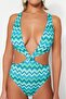 Geometric Patterned Deep Low-cut High Leg Regular Swimsuit TBESS23MA00340 - 8