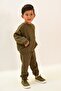 Kids Unprinted Crew Neck Khaki Children's Black Pocket Bottom Top Set - 3