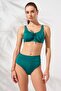 Green Lacing Low-cut Detailed Recovery Adjustable Bikini Set Corset Tulle Wide Size