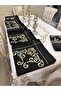 مفرش طاولة مقاوم للبقع مطرز باللون الذهبي اللامع - 4