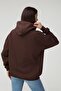 Unisex Los Angeles Printed Hooded Oversize Brown Sweatshirt - 5