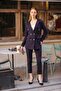 Blazer Jacket Belted Pipe Leg Trousers Set