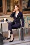 Blazer Jacket Belted Pipe Leg Trousers Set - 6