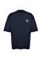 Lacivert Oversize/Geniş Kesim Uzak Doğu Baskılı Kısa Kol %100 Pamuklu T-Shirt TMNSS23TS00170 - 8