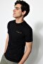 Black Slim/Fitted Small Text Printed 100% Cotton Short Sleeve T-Shirt Tmnss20Ts0083 - 2