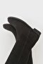 Women's Black Suede Genuine Natural Leather Bellows Flat Boots - 3