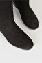 Women's Black Suede Genuine Natural Leather Bellows Flat Boots - 4