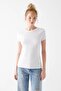 M162767-620-22K Short Sleeve Combed Cotton White Women's Model Combed Cotton T-Shirt - 2
