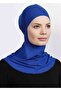 Large Hijab Bonnet - Practical Lycra Hijab with Neck Collar Women's Ready Flexible Sports Hijab - Cobalt Blue - 2