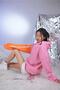 Plus Size Pink Hooded Sleeve Orange Detailed Vibe Printed Oversize Unisex Sweatshirt - 2