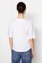 Beyaz %100 Pamuk Taş Detaylı Relaxed/Geniş Rahat Kesim Bisiklet Yaka Örme T-Shirt TWOSS23TS00153 - 5