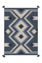 Mira 1179 Blue Navy Blue Ikat Ethnic Patterned Tasseled Woven Base Carpet