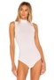 Women's White Half Turtleneck Silk Jersey Bodysuit - 2