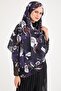 Hydrangea Shawl Black Purple - 4