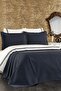 3 Pieces 100% Cotton Begonia Pique Bedspread and Pillowcase Set Navy Blue - 2