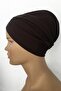 Aura Ready Turban Bonnet Combed Cotton Brown Bonnet Cross Banded Women's Hijab Bonnet Inside and Outside - 4