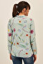 Women's Blue Floral Viscose Shirt OLA-G10607 - 3