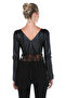 Women's Black Lace Detailed Leather Blouse BD2382 - 3