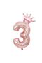 3 Rose Gold Numbers and King Crown Foil Balloon Birthday Party Celebration Set