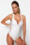 Ecru V-Neck Regular Leg Swimsuit TBESS23MA00210 - 2