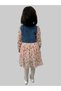 Girl's Denim Dress/ Denim Shirt Collar Dress/ Floral Patterned Chiffon Dress/with buckle - 4