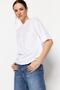 Beyaz %100 Pamuk Taş Detaylı Relaxed/Geniş Rahat Kesim Bisiklet Yaka Örme T-Shirt TWOSS23TS00153 - 2