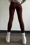 Women's Brown Ribbed High Waist Tights - 4